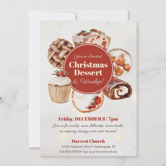 Christmas Dessert Church Party Feestdagenkaart (Voorkant)