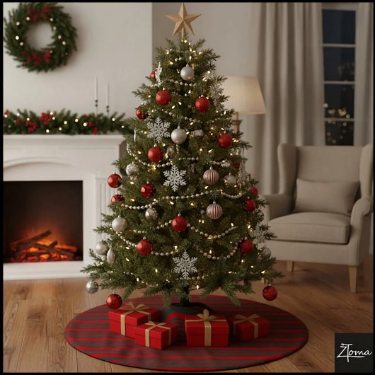 Christmas Diagonal Stripes Red Green Bow Kerstboom Rok