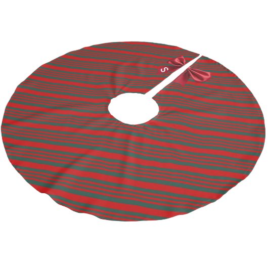 Christmas Diagonal Stripes Red Green Bow Kerstboom Rok (Gekanteld)