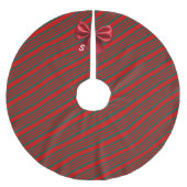 Christmas Diagonal Stripes Red Green Bow Kerstboom Rok (Voorkant)