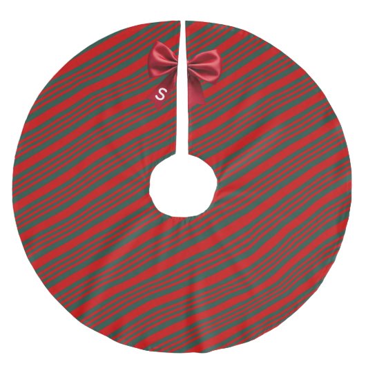 Christmas Diagonal Stripes Red Green Bow Kerstboom Rok (Voorkant)