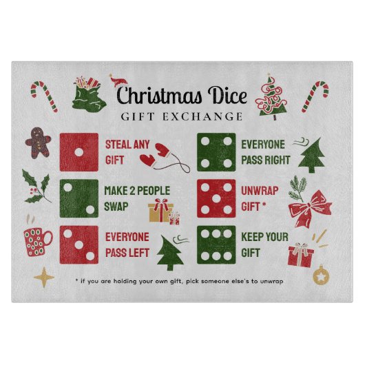Christmas Dice Gift Exchange Cutting Board Snijplank (Voorkant)