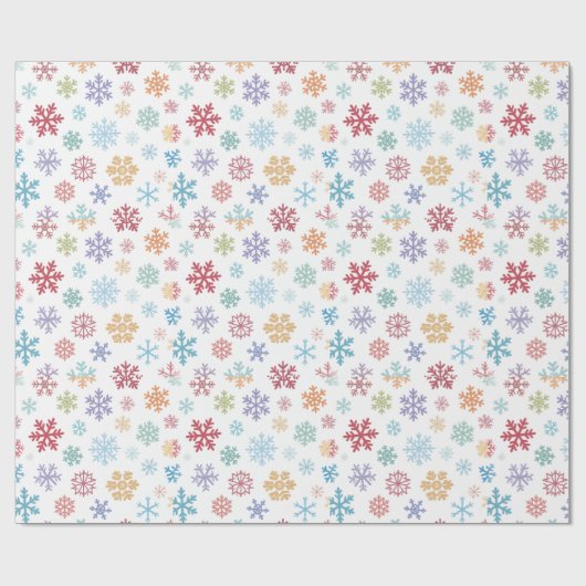 Christmas Different Coloured Snowflakes Packaging Cadeaupapier (Vlak)