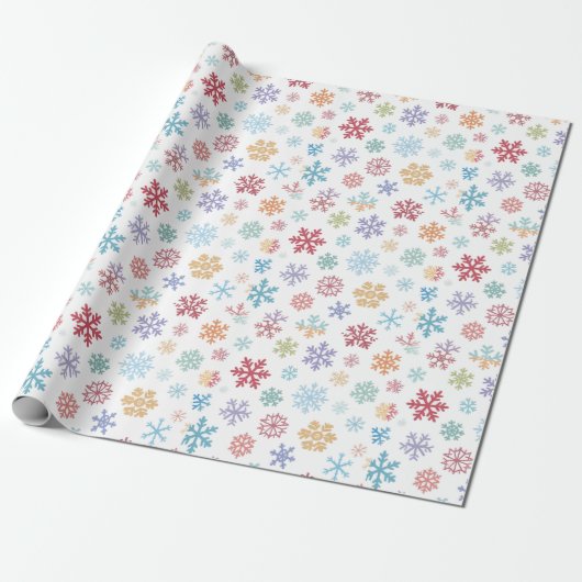 Christmas Different Coloured Snowflakes Packaging Cadeaupapier (Uitgerold)