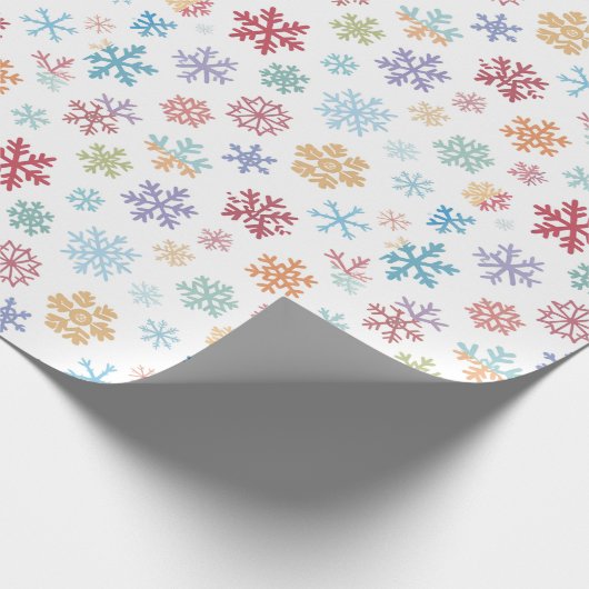 Christmas Different Coloured Snowflakes Packaging Cadeaupapier (Hoek)