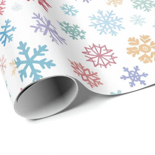 Christmas Different Coloured Snowflakes Packaging Cadeaupapier (Rol Hoek)
