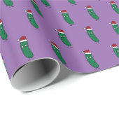 Christmas Dill Pickle wearing a Santa Hat Cadeaupapier (Rol Hoek)