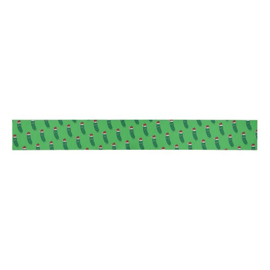 Christmas Dill Pickle wearing a Santa Hat Grosgrain Lint (Voorkant)