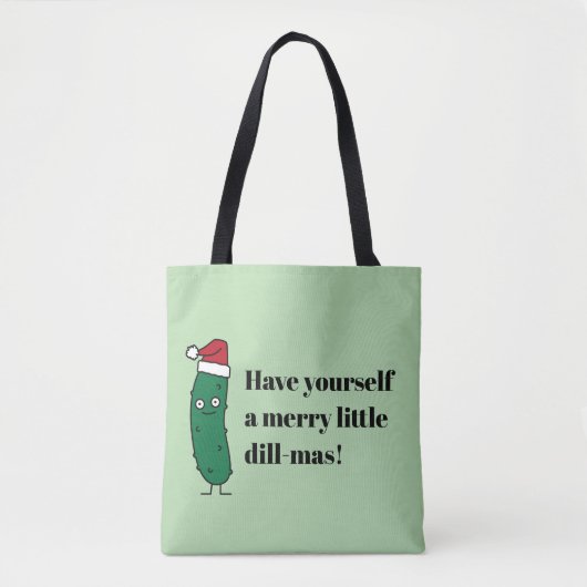 Christmas Dill Pickle wearing a Santa Hat Tote Bag (Voorkant)