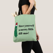 Christmas Dill Pickle wearing a Santa Hat Tote Bag (Dichtbij)
