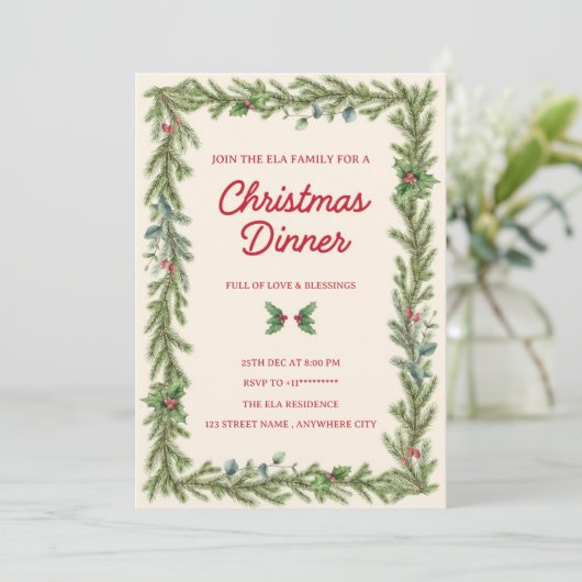 Christmas Dinner Invitation card Kaart (Staand voorkant)