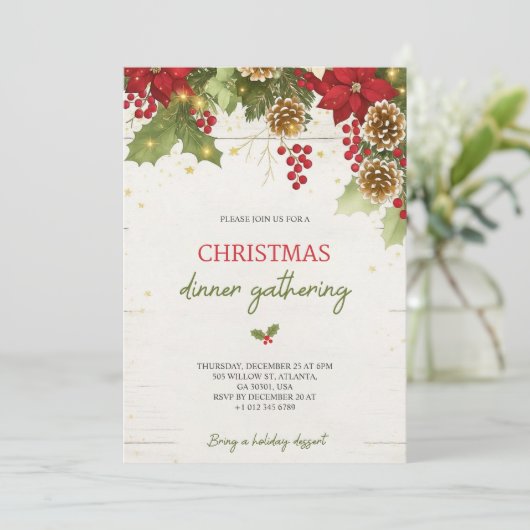 Christmas dinner invitation card kaart (Staand voorkant)