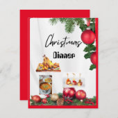 CHRISTMAS Dinner nodig Feestdagenkaart (Voorkant / Achterkant)