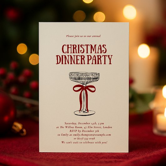 Christmas Dinner Party Invitation Kaart