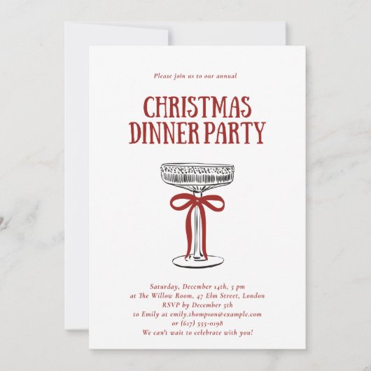 Christmas Dinner Party Invitation Kaart (Voorkant)