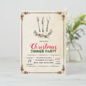 Christmas dinner party invitation kaart (Staand voorkant)