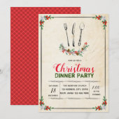 Christmas dinner party invitation kaart (Voorkant / Achterkant)