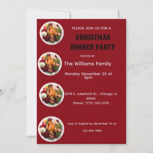 Christmas dinner party invite kaart (Voorkant)