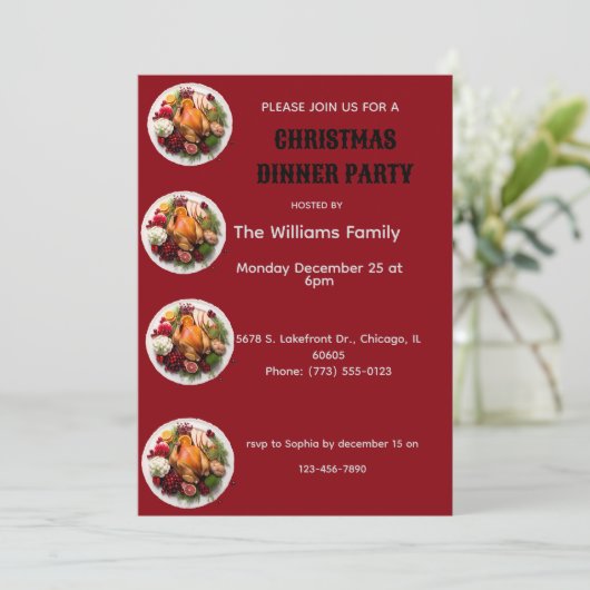 Christmas dinner party invite kaart (Staand voorkant)