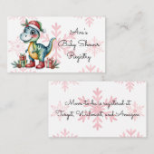 Christmas Dino Boy Baby Shower Registry Informatiekaartje (Voorkant / Achterkant)