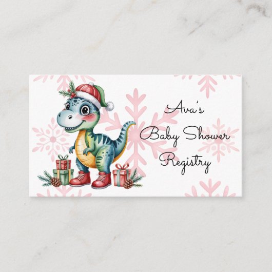 Christmas Dino Boy Baby Shower Registry Informatiekaartje (Voorkant)