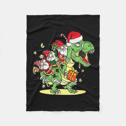 Christmas, Dino, Ugly Xmas, Trex Dinosaur, Gnome  Fleece Deken (Voorkant)