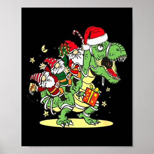 Christmas, Dino, Ugly Xmas, Trex Dinosaur, Gnome  Poster (Voorkant)