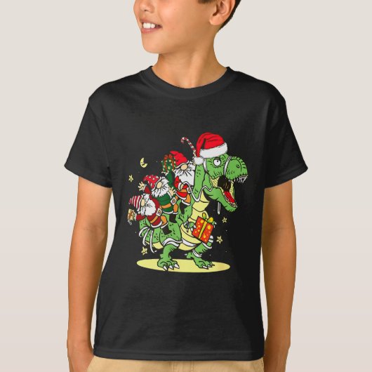 Christmas, Dino, Ugly Xmas, Trex Dinosaur, Gnome  T-shirt (Voorkant)