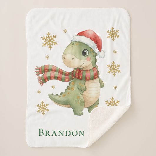 Christmas Dinosaur Baby Shower Gift Small Sherpa Deken (Voorkant)