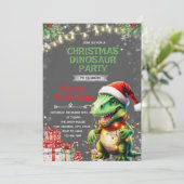 Christmas Dinosaur Birthday Invite Kaart (Staand voorkant)