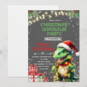 Christmas Dinosaur Birthday Invite Kaart (Voorkant / Achterkant)