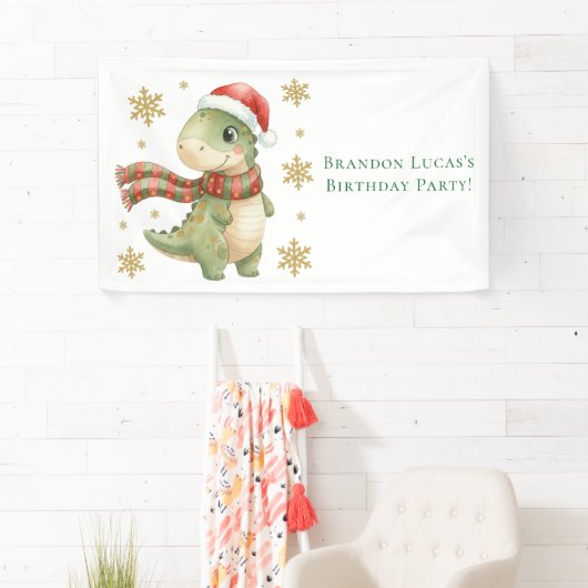 Christmas Dinosaur Birthday Party Spandoek (Insitu)