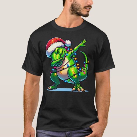 Christmas Dinosaur Boys Dabbing T Rex Santa Xmas F T-shirt (Voorkant)