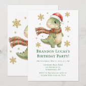 Christmas Dinosaur Kids Birthday Party Kaart (Voorkant / Achterkant)