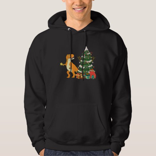 Christmas Dinosaur rex Holiday Season Xmas Hoodie (Voorkant)