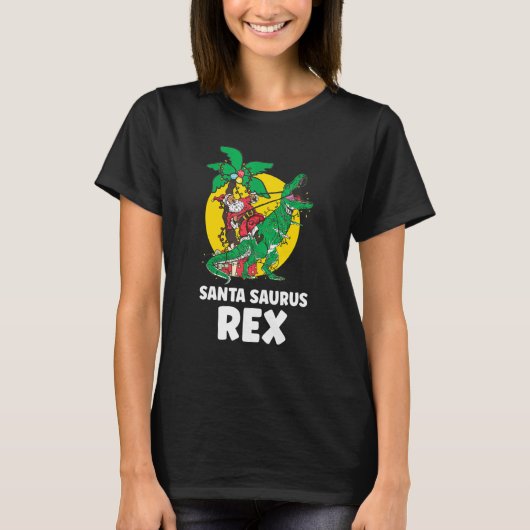 Christmas Dinosaur Santasaurus Rex Holiday Xmas PJ T-shirt (Voorkant)