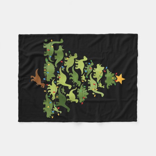 Christmas Dinosaur Tree Rex Pajamas Men Boys Kids  Fleece Deken (Voorkant (Horizontaal))