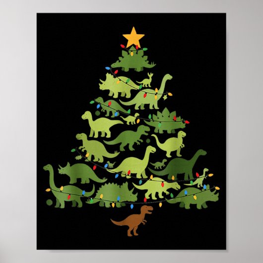 Christmas Dinosaur Tree Rex Pajamas Men Boys Kids Poster (Voorkant)