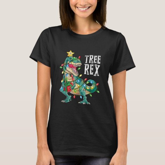 Christmas Dinosaur Tree Rex Pajamas Men Boys Xmas  T-shirt (Voorkant)