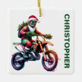 Christmas Dirt Bike Motorcross Aangepaste naam Keramisch Ornament (Voorkant)