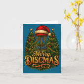 Christmas Disc Golf Merry Discmas Kaart (Gele Bloem)