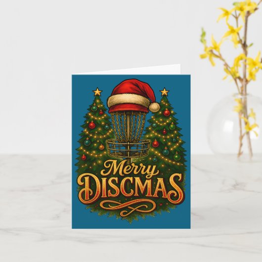 Christmas Disc Golf Merry Discmas  Kaart (Gele Bloem)