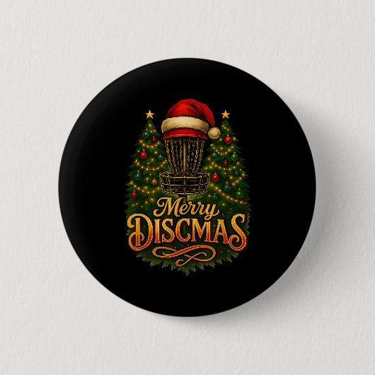 Christmas Disc Golf Merry Discmas  Ronde Button 5,7 Cm (Voorkant)