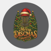 Christmas Disc Golf Merry Discmas  Ronde Sticker (Voorkant)