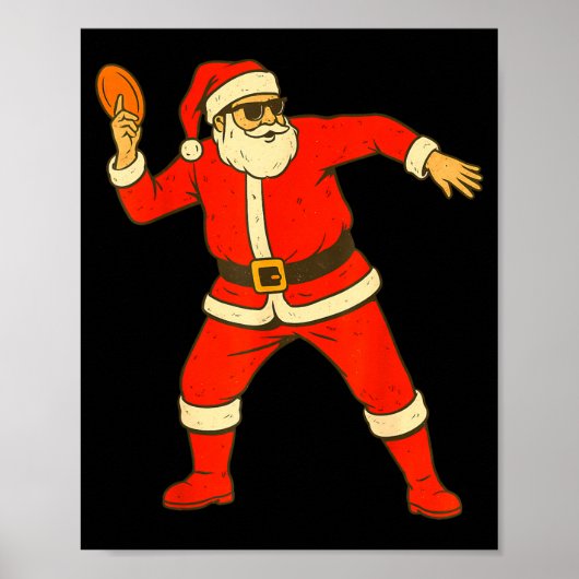 Christmas Disc Golf Vintage Funny Santa Xmas  Poster (Voorkant)