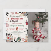 Christmas Disco Ball Onederful Verjaardag Foto Kaart (Voorkant)