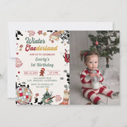 Christmas Disco Ball Winter Onederland Verjaardag Kaart (Voorkant)