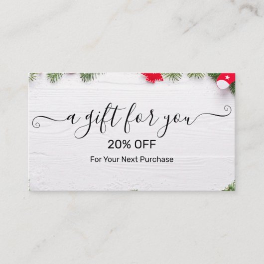 Christmas Discount Card – Festive Holiday Savings Kortingskaartje (Voorkant)