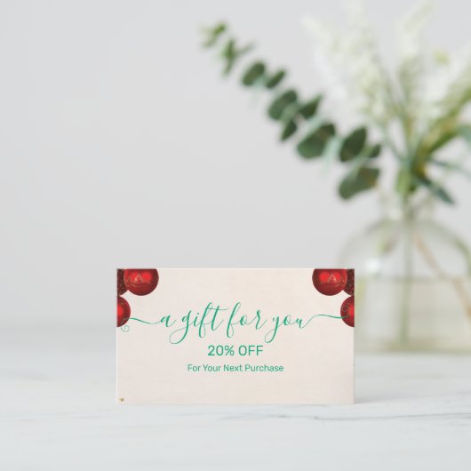 Christmas Discount Card – Festive Holiday Savings Kortingskaartje (Staand voorkant)