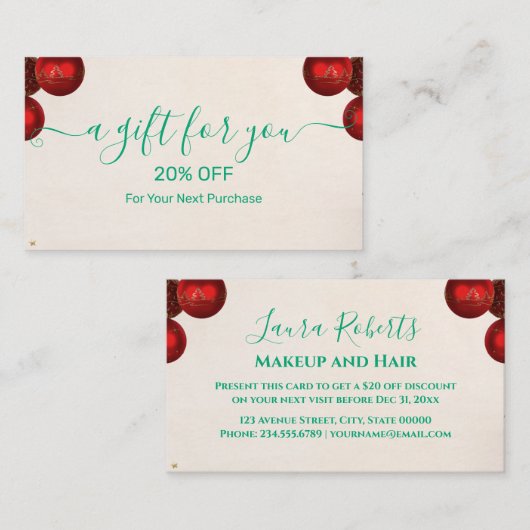 Christmas Discount Card – Festive Holiday Savings Kortingskaartje (Voorkant / Achterkant)